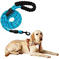 Litthing Correas para Perros Nylon con Mango Acolchado Ajustable Negro Sólido Reflectante 150 cm para Perros Grandes o…